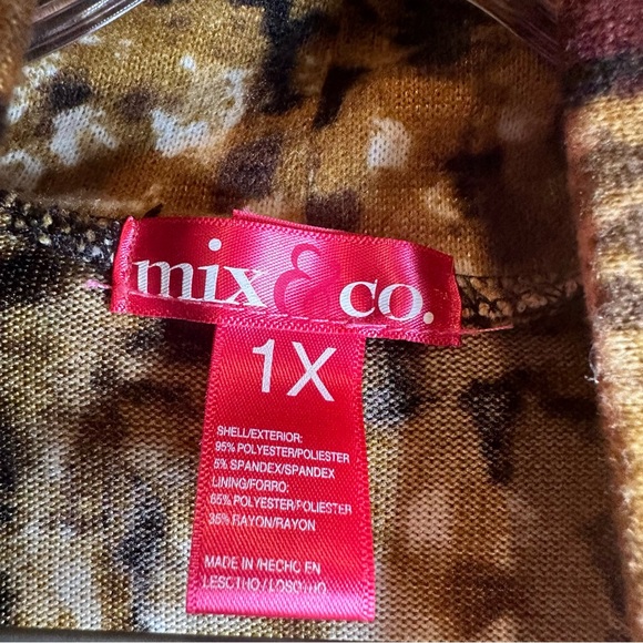 Mix & Co Brown Knit Layered Look Short Sleeve Blouse 1X - Picture 2 of 8